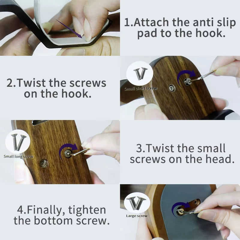 Hellodigi Headphone Stand Walnut Wood Headset Stand PS5 Controller Rack Headphone Holder Aluminum Alloy Support Headset Holder