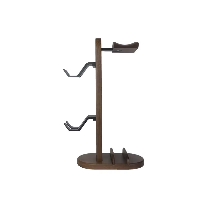 Hellodigi Headphone Stand Walnut Wood Headset Stand PS5 Controller Rack Headphone Holder Aluminum Alloy Support Headset Holder